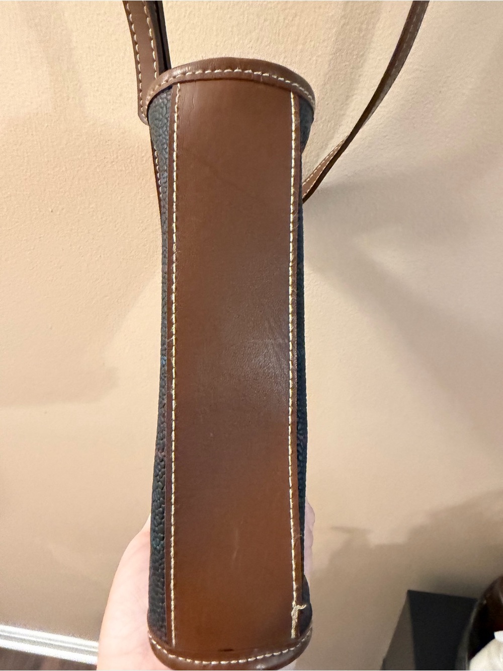Esprit Navy Plaid Crossbody Bag with Brown Trim - Picture 5 of 10